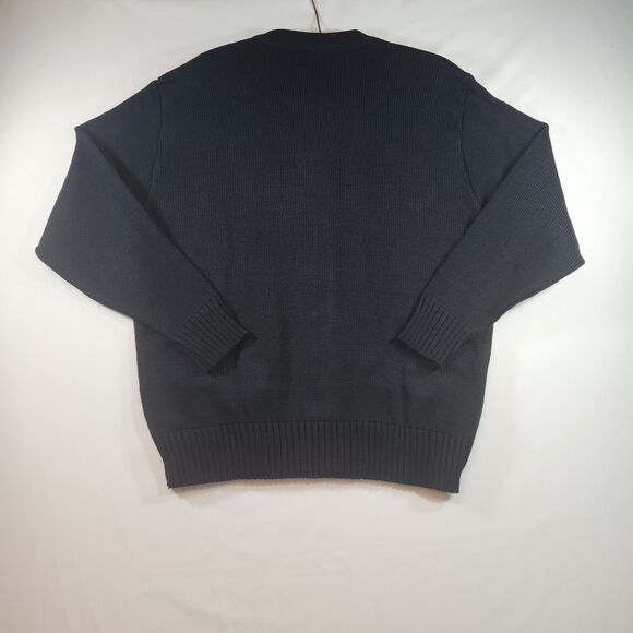 SAI Sweater Mens Sz Large Dk Navy Knit Full Zip Cardigan Grandpa Core A+ School - Picture 7 of 16